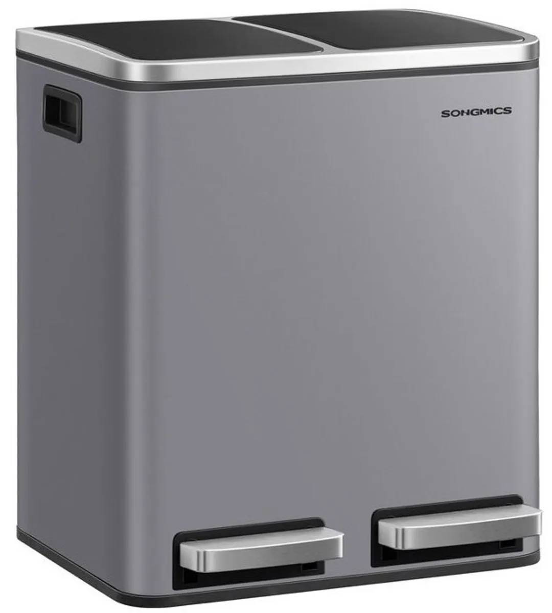 Songmics Prullenbak 30L 2-vaks - Matgrijs