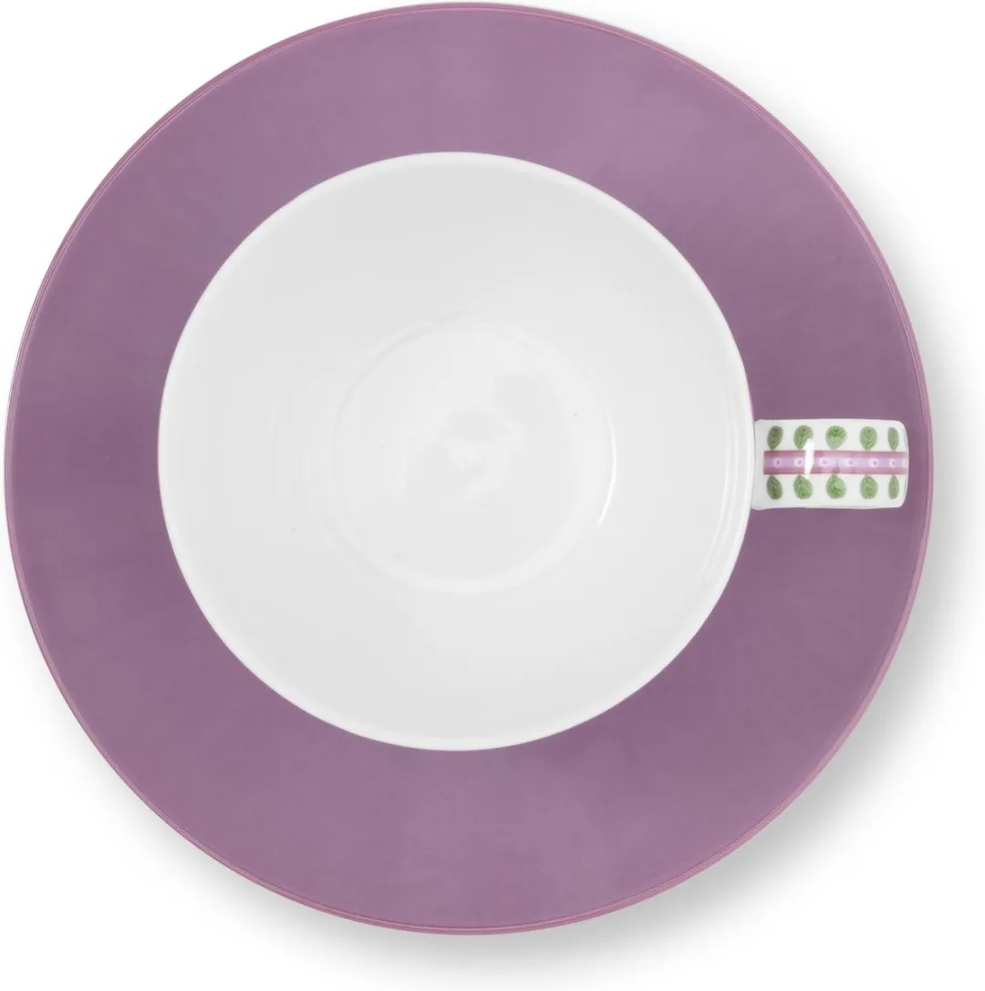 Pip Studio Lily & Lotus Kop & Schotel Set - 280ml - Lila - 2 Stuks