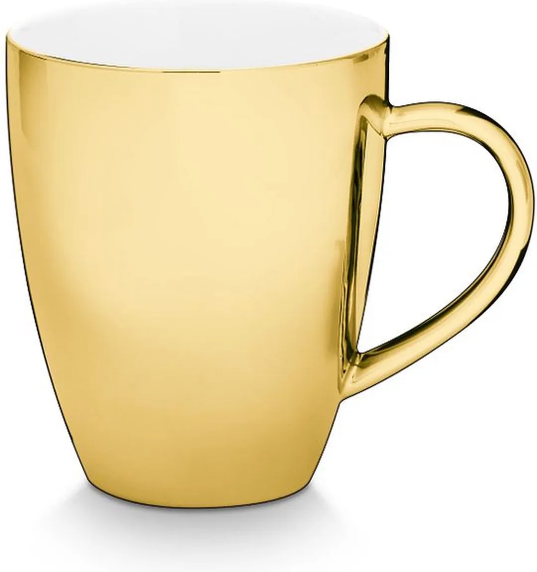 vtwonen XL Mokken met Oor Goud - Porselein 400ml - Set van 2