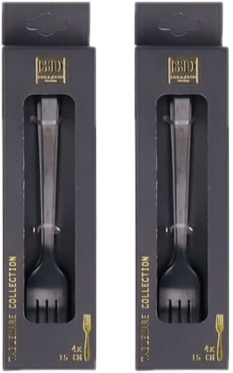 Bellatio Design Gebaksvorkjes 8-delig - 15cm - Zwart