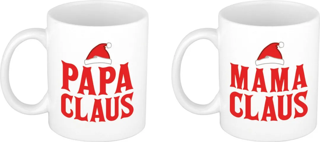 Bellatio Design Papa en Mama Claus Kerstmokken