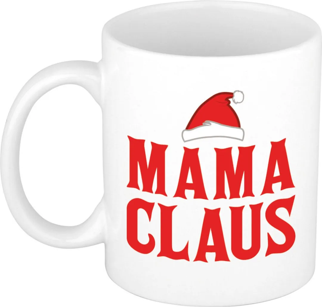 Bellatio Design Papa en Mama Claus Kerstmokken - 300ml - 2 Stuks