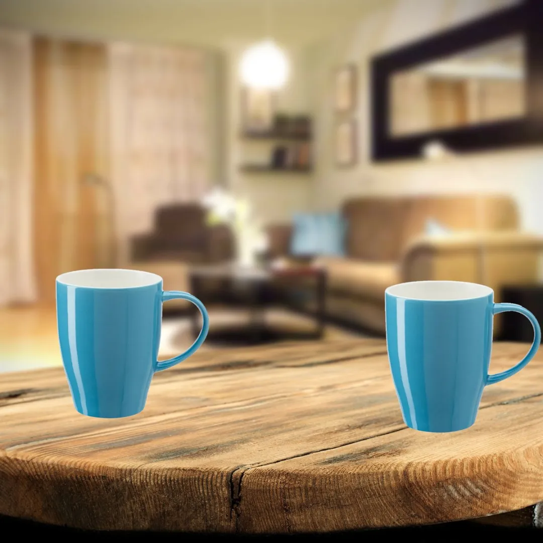 Bellatio Design Paris Koffiemokken - 2 Stuks - Lichtblauw - 350ml
