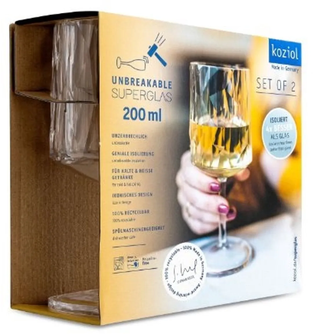 Koziol Superglas Club No. 09 Wijnglazen 200ml - 2 Stuks
