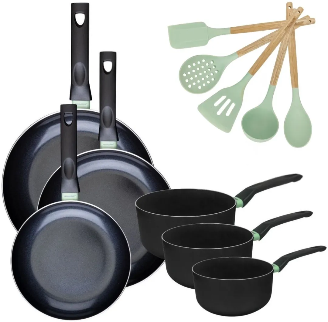 Fackelmann Brandao Set 3 RVS Pannen 20/24/28cm & 3 Kookpannen 16/18/20cm