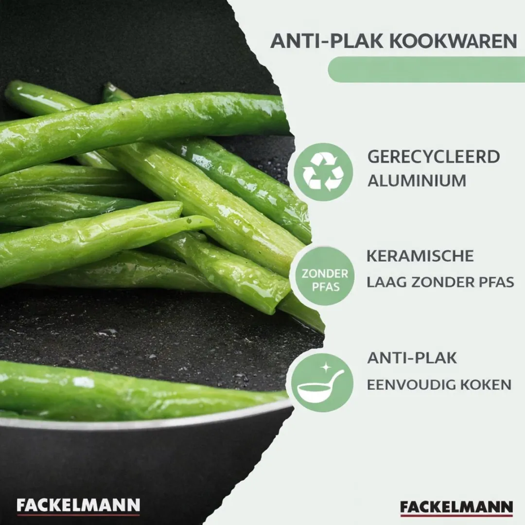 Fackelmann Brandao Set 3 RVS Pannen 20/24/28cm & 3 Kookpannen 16/18/20cm - Zwart/Groen