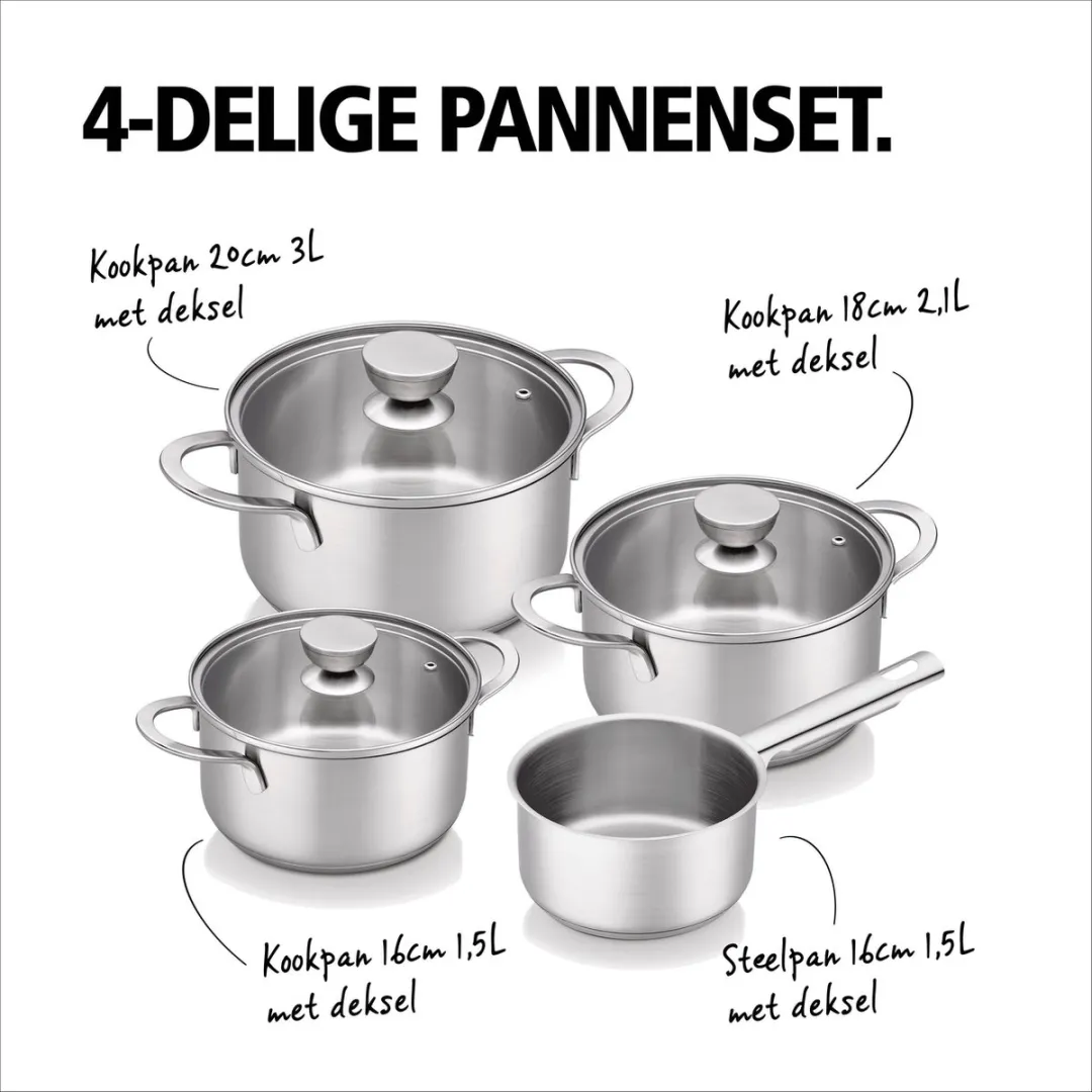 Brabantia Futura Pannenset 4-delig - Zilver