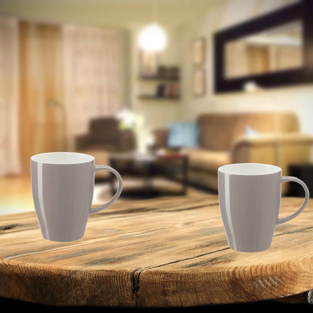 Bellatio Design Paris Koffiemokken - 6 Stuks - 350ml - Steengrijs
