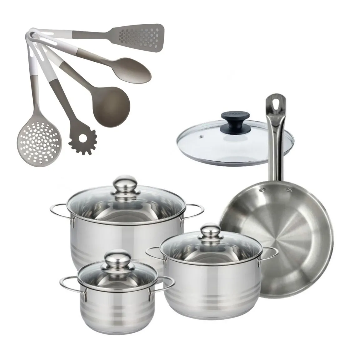 Fackelmann 9218250 Roestvrijstalen Koekenpan & Kookpanset 16/20/24cm