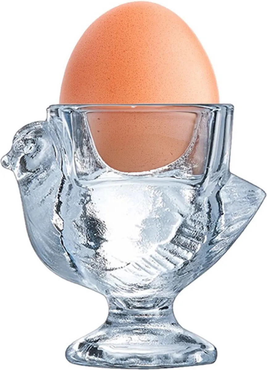 Bellatio Design Eierdopjes Poulet - 4 Stuks - 7x7cm - Transparant Glas