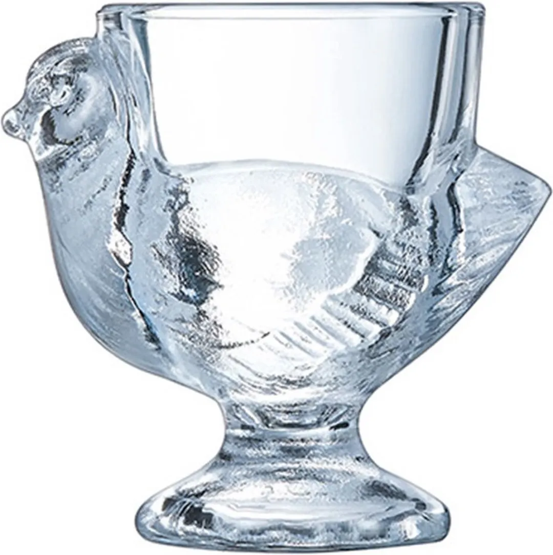 Bellatio Design Eierdopjes Poulet - 4 Stuks - 7x7cm - Transparant Glas