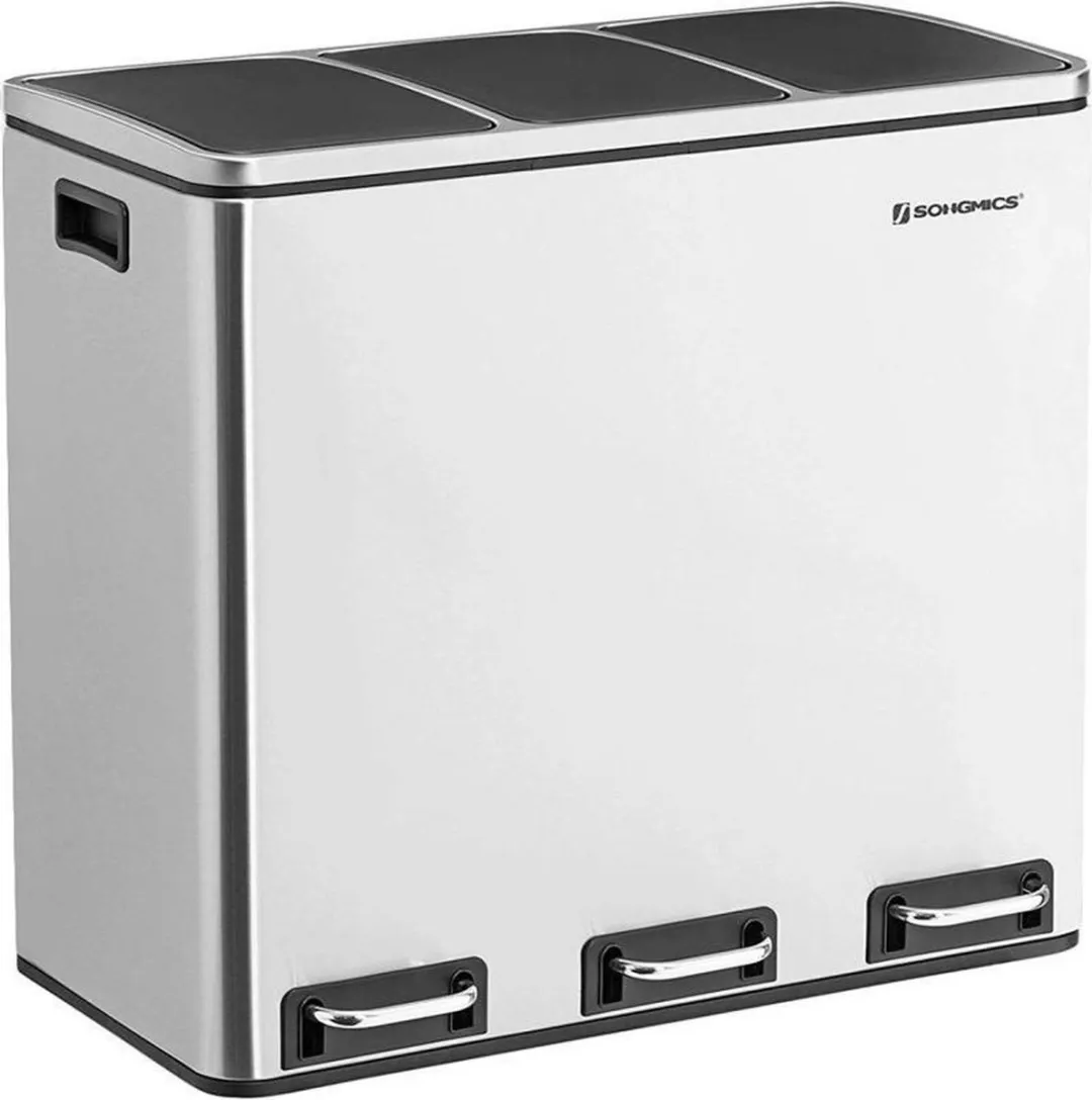 Songmics Metalen Trio Prullenbak 54L