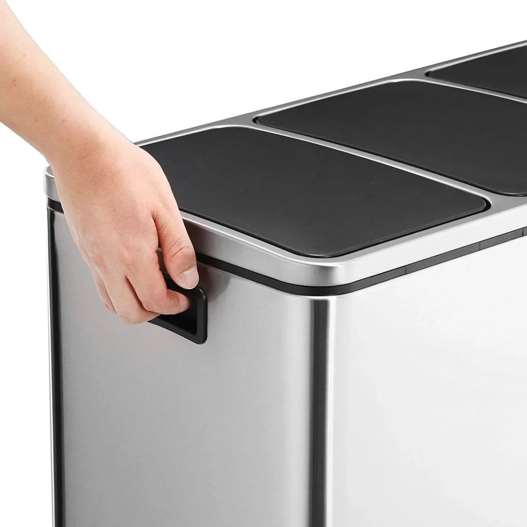 Songmics Metalen Trio Prullenbak 54L - Zilver