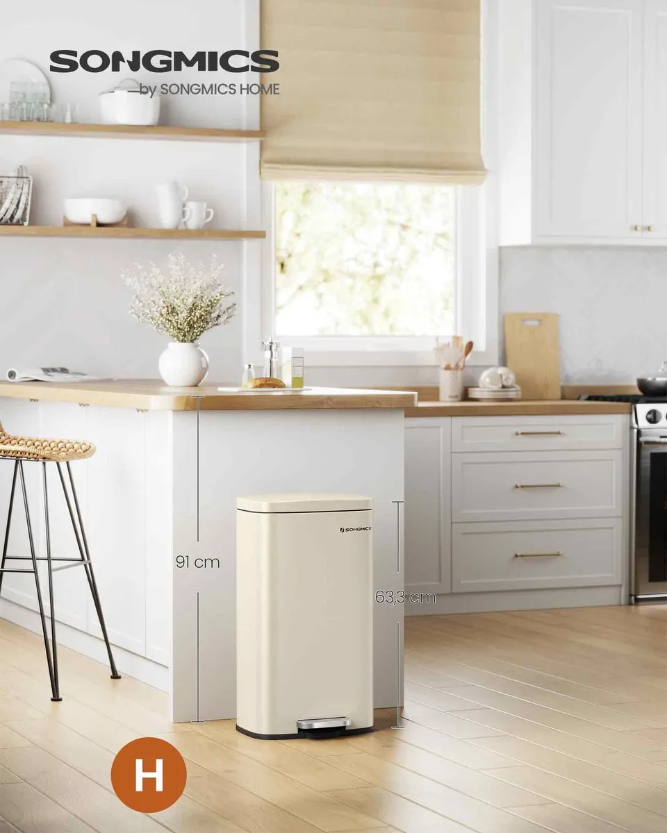 Songmics LTB03A02 Keuken Prullenbak 30L - Pedaalemmer Softclose Zandbeige