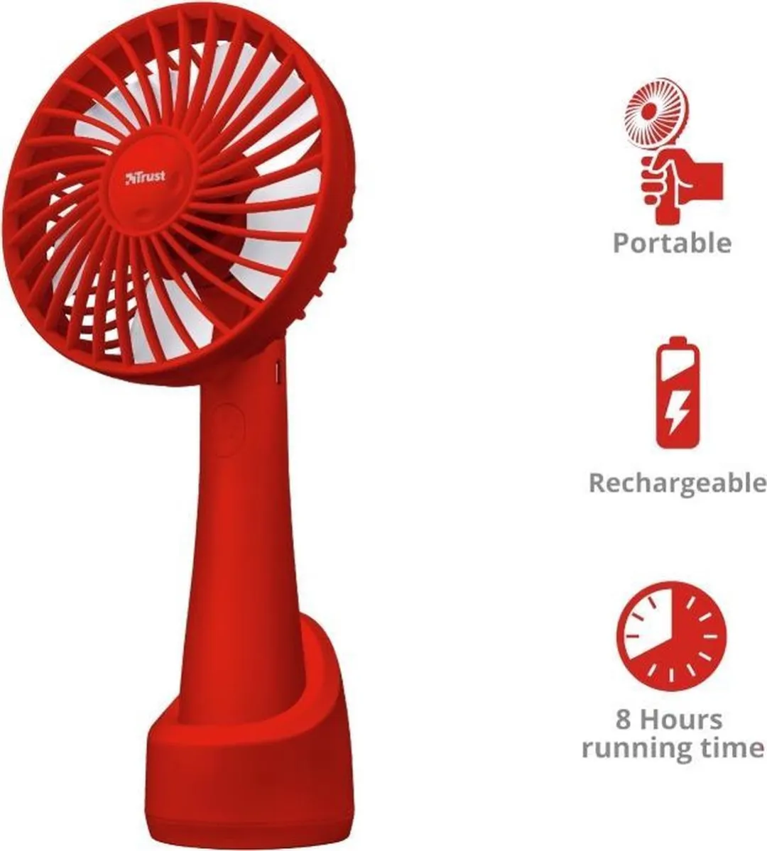 Trust Ventu-Go Ventilator Rood - 3 Snelheden