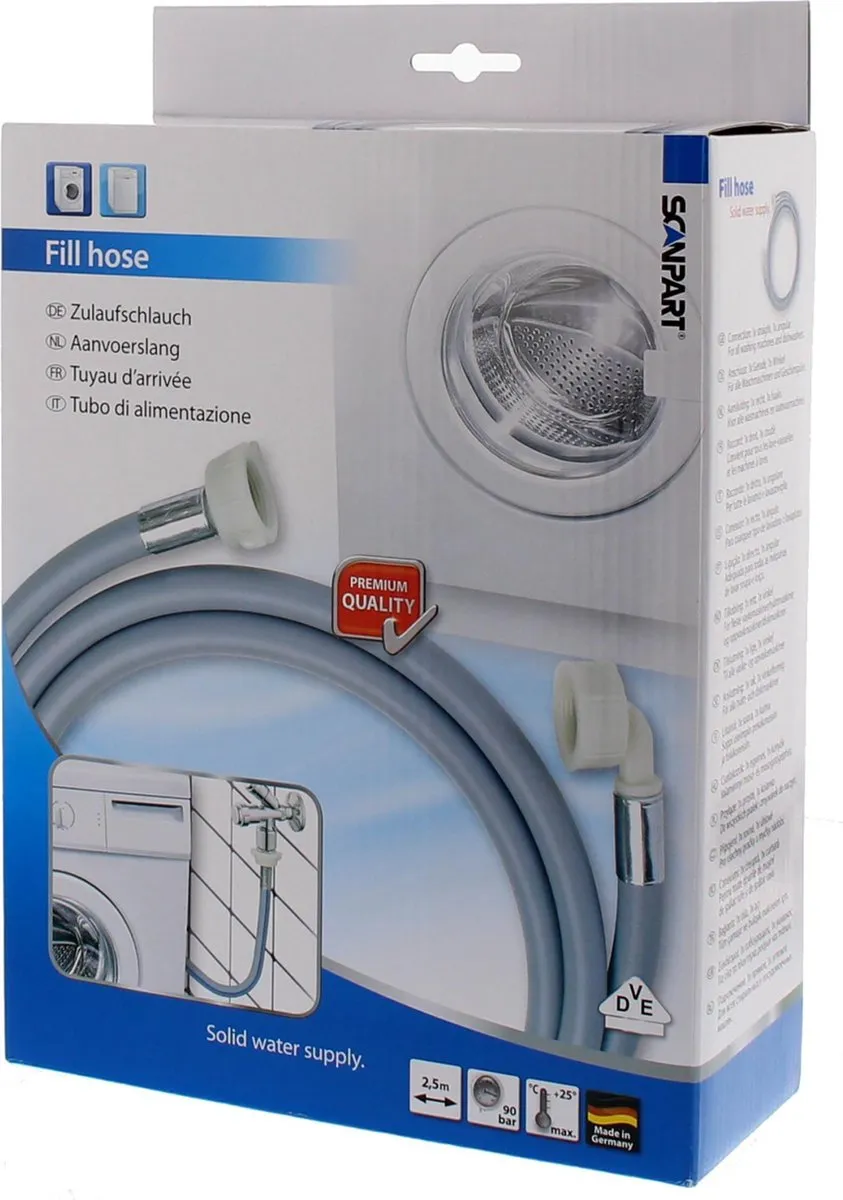 Scanpart Aanvoerslang Wasmachine 2.5m - Grijs