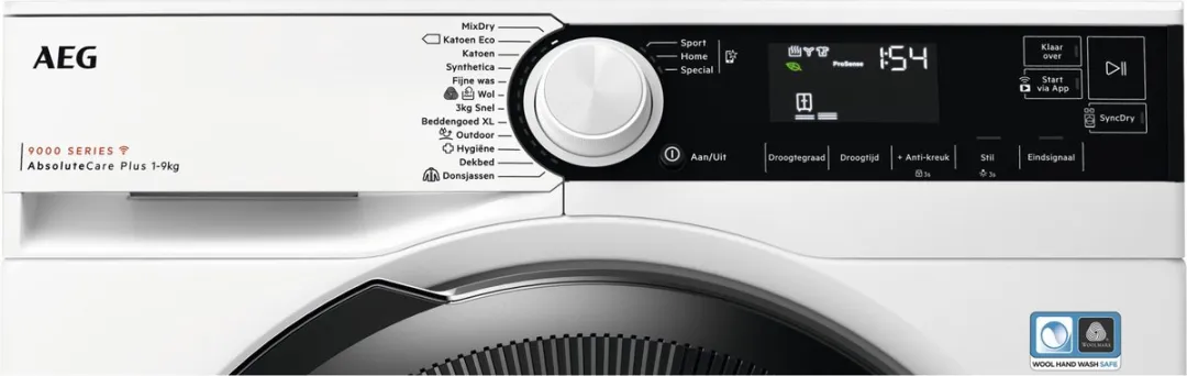AEG TR959M4C EcoLine 9000 AbsoluteCare Plus Wasdroger - 9 kg Wit - afbeelding 3 van 6