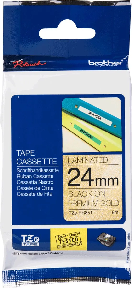Brother TZe-PR831 Labeltape - Goud/Zwart 12mm 8m