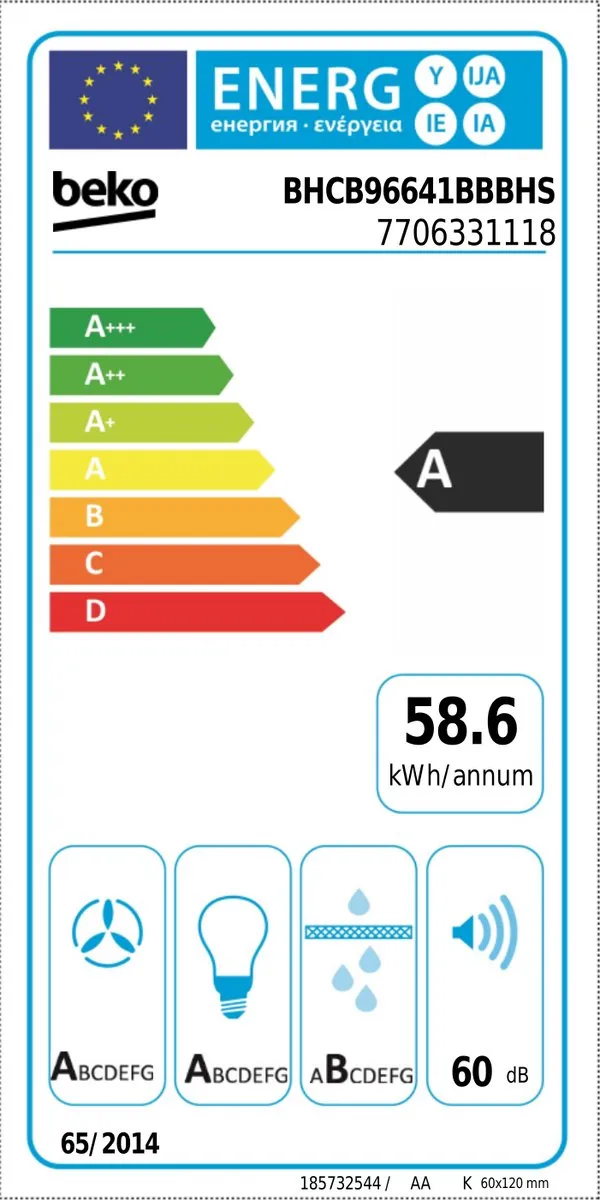 Beko BHCB96641BBBHS Afzuigkap 90cm - 430 m³/u - Zwart
