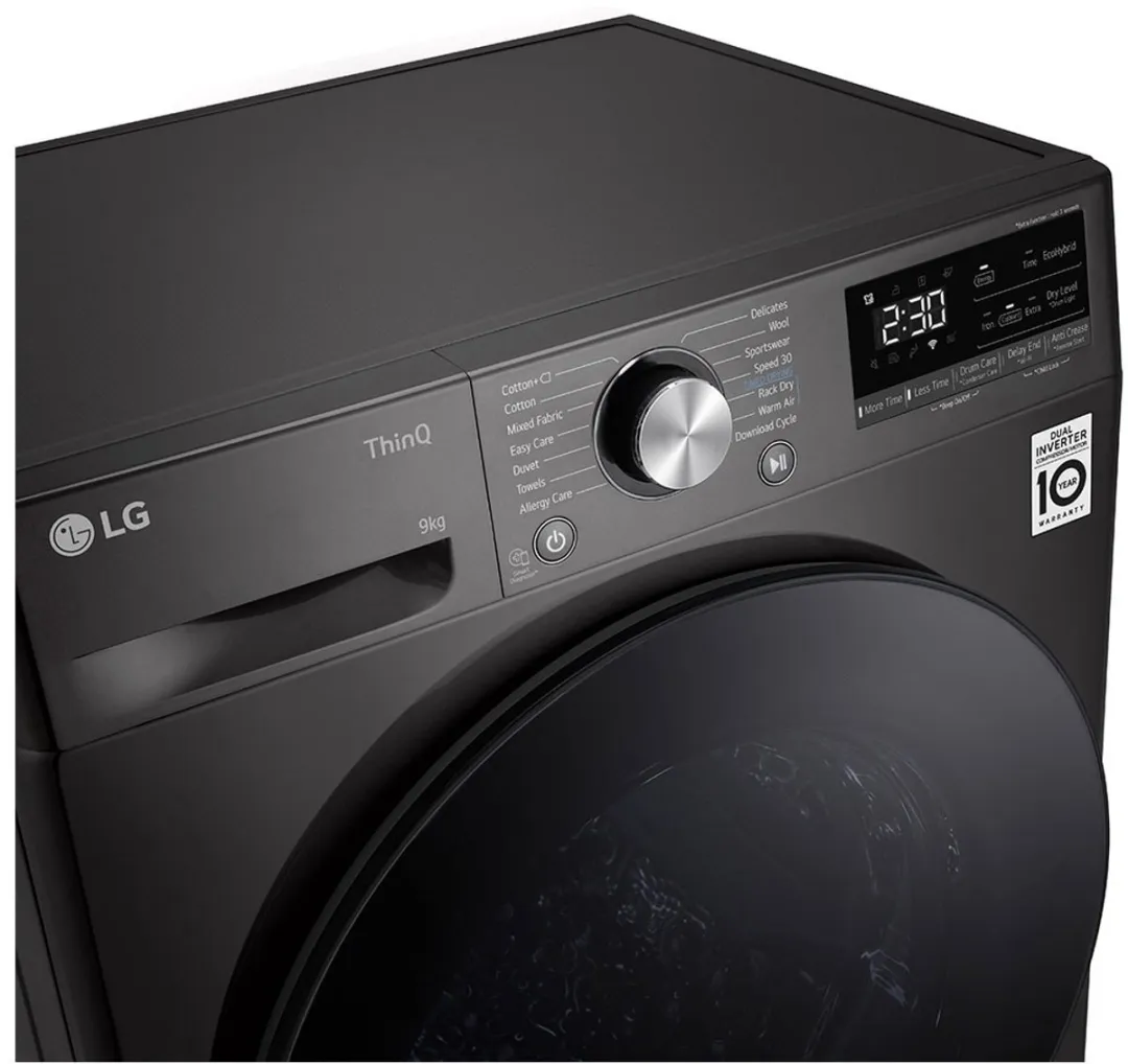 LG RH90V9ZVEN Warmtepompdroger 9kg - Zwart - afbeelding 6 van 6
