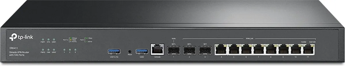 TP-Link Omada ER8411 Bedrade Router - 8x Gigabit Ethernet - Zwart