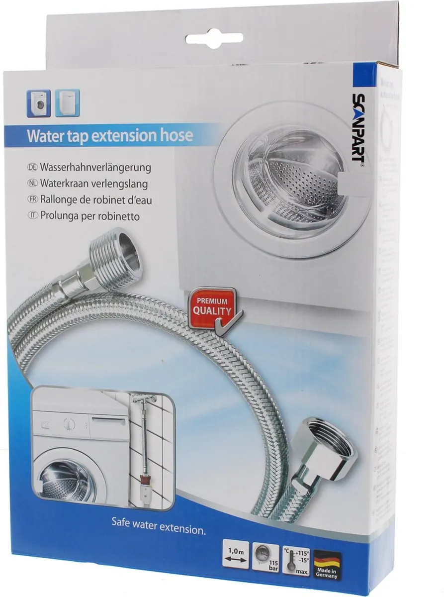 Scanpart F156 Gepantserde Verlengslang 1m - RVS - 19mm - KTW/DVGW