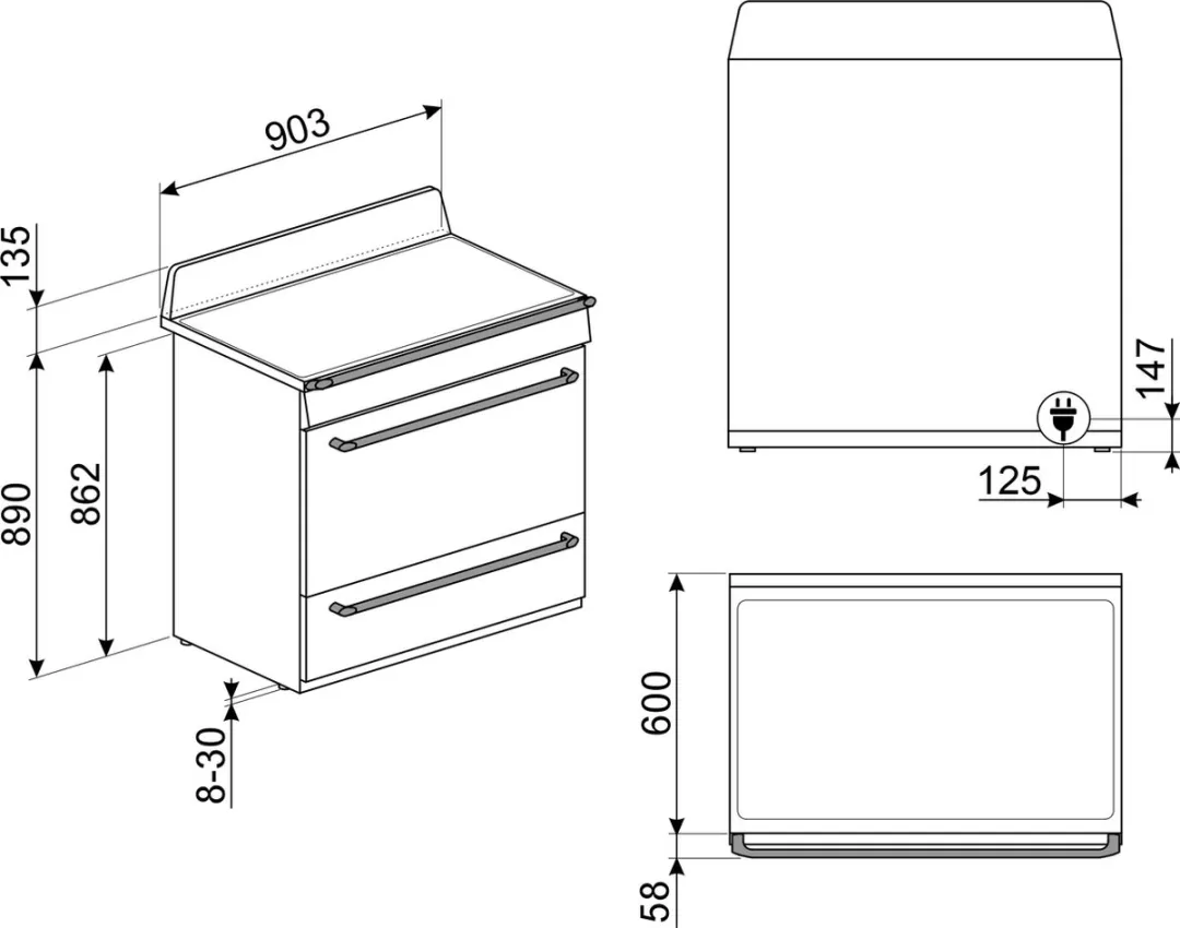 Smeg TR4110IGR2 Vrijstaand fornuis - 5 Inductiezonen - Grijs
