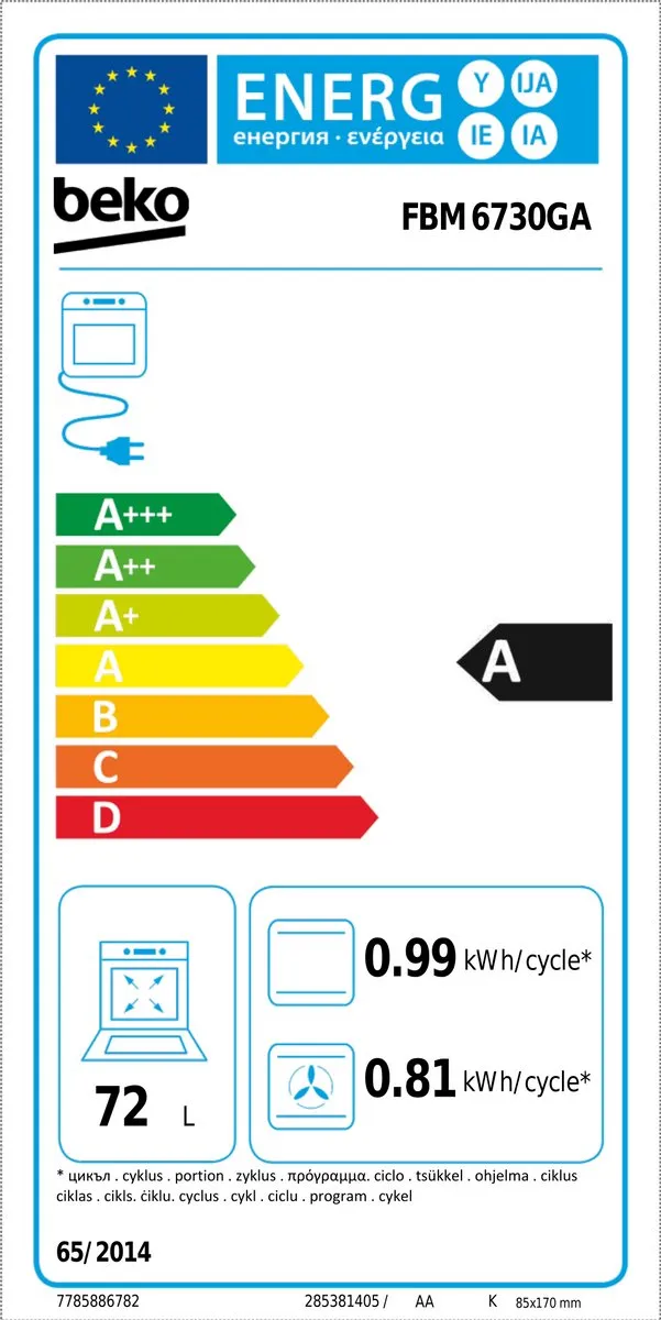 Beko FBM6730GA Elektrisch Fornuis - 4 Kookzones