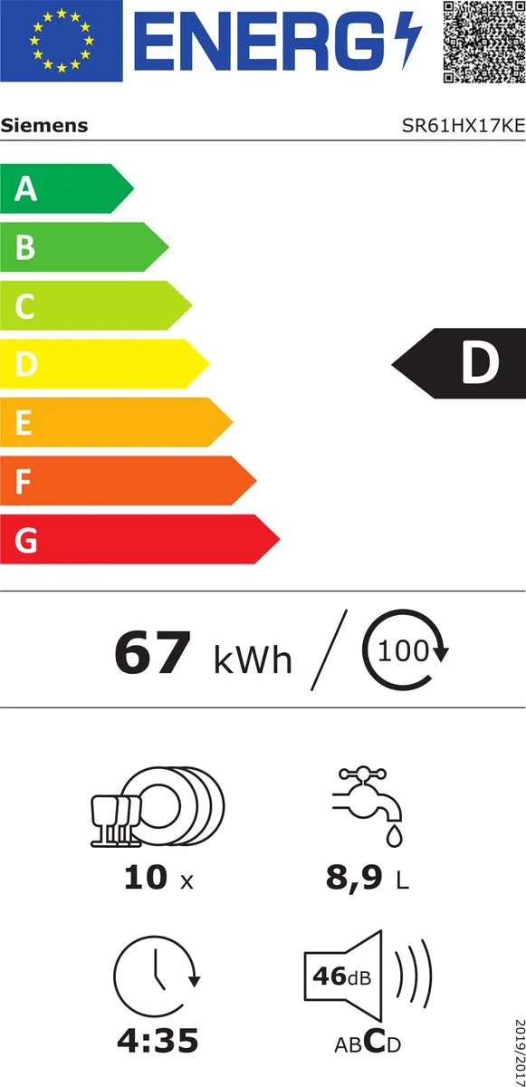 Siemens iQ100 SR61HX17KE Vaatwasser 45cm - 10 Couverts