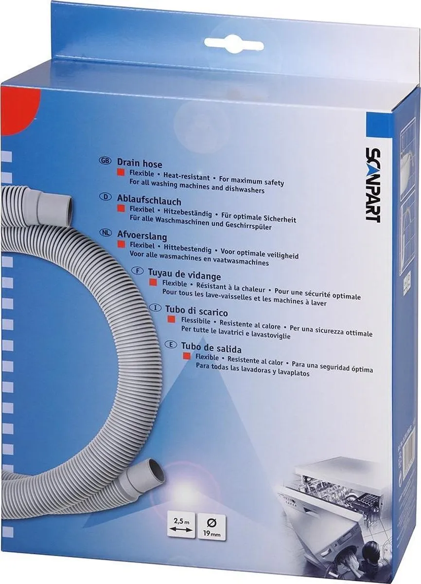 Scanpart Universele Afvoerslang 2.5m - 19/22mm - Grijs - afbeelding 6 van 6