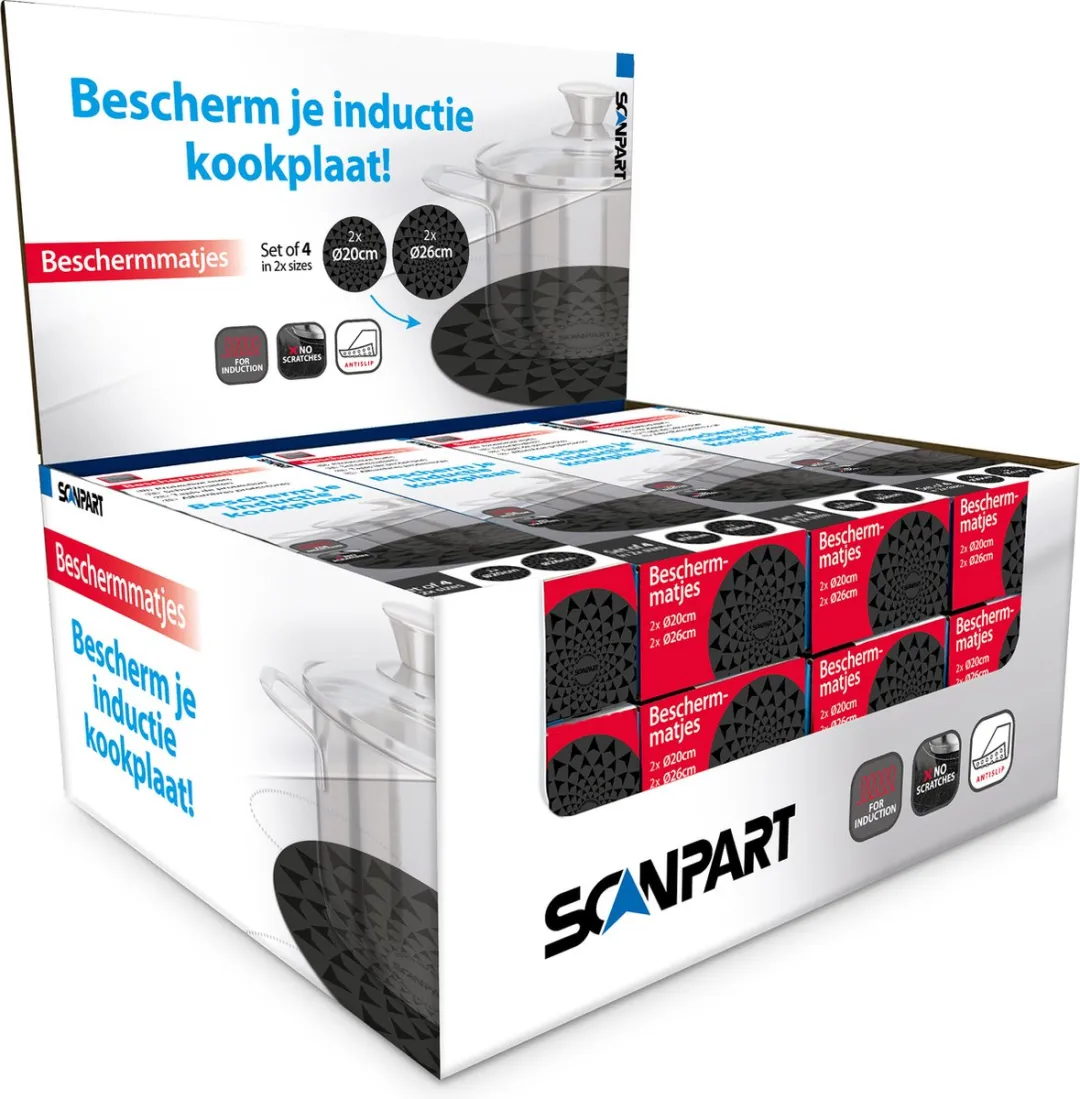 Scanpart Inductie Beschermmatjes 4-delig - 20cm/26cm - Siliconen - Zwart