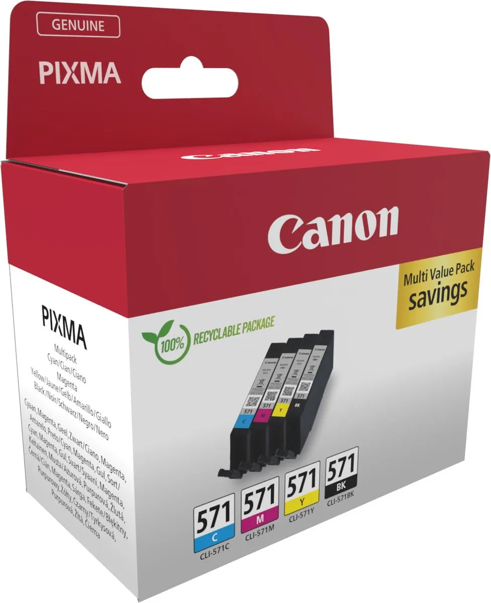 Canon CLI-571 Inktcartridge - 4 Kleuren (CMYK) - 7ml