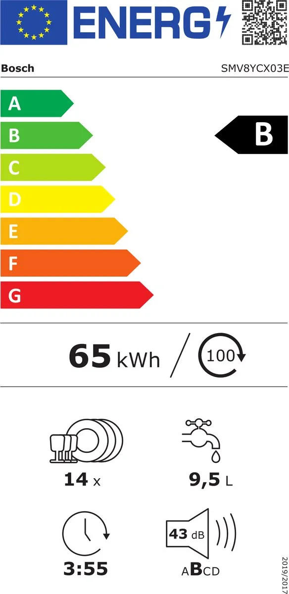 Bosch Serie 8 SMV8YCX03E Inbouw Vaatwasser 14 Couverts - PerfectDry Zeoliet