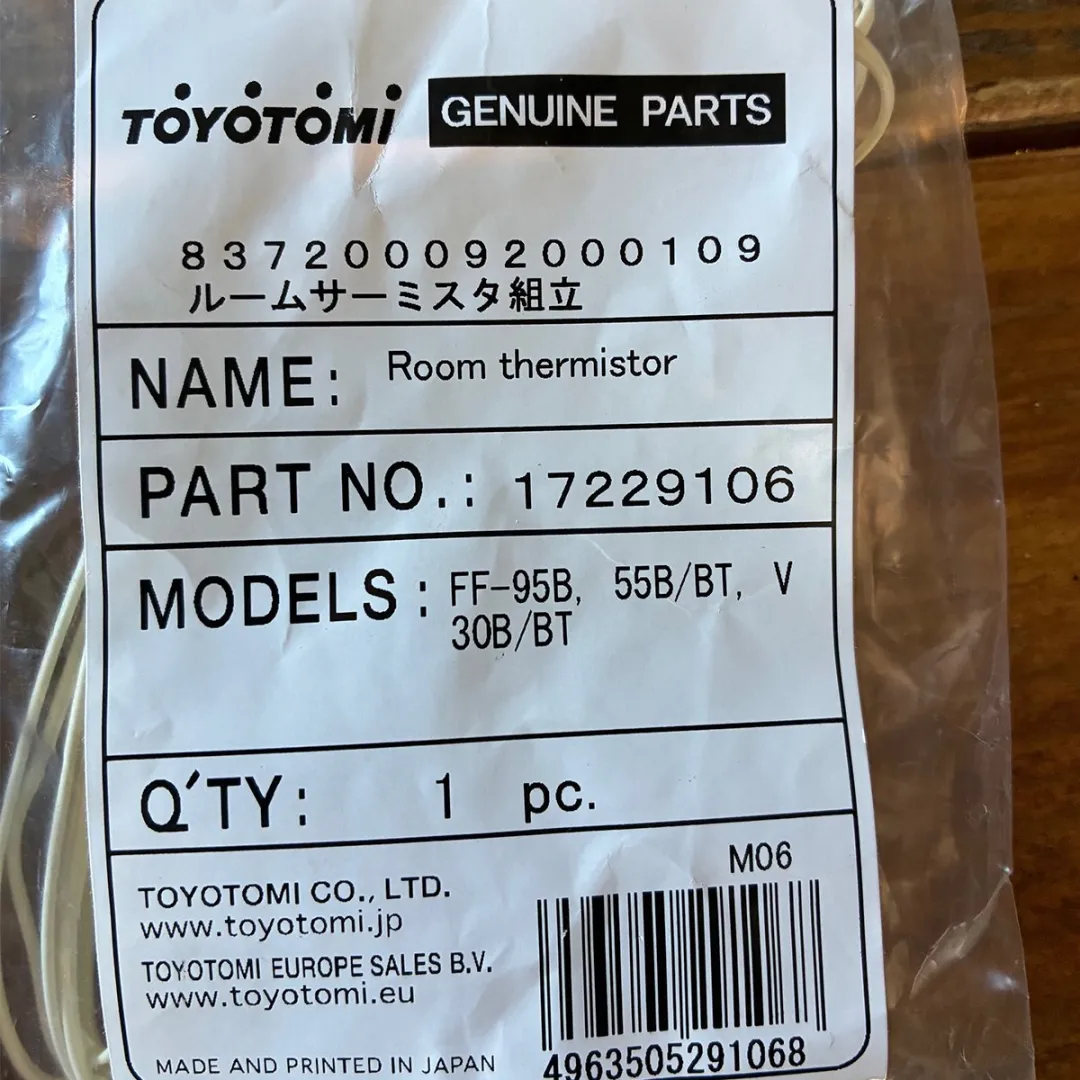 Toyotomi Room Thermistor 17229106 - FF-95B/FF-55B/BT/FF-V30B/BT