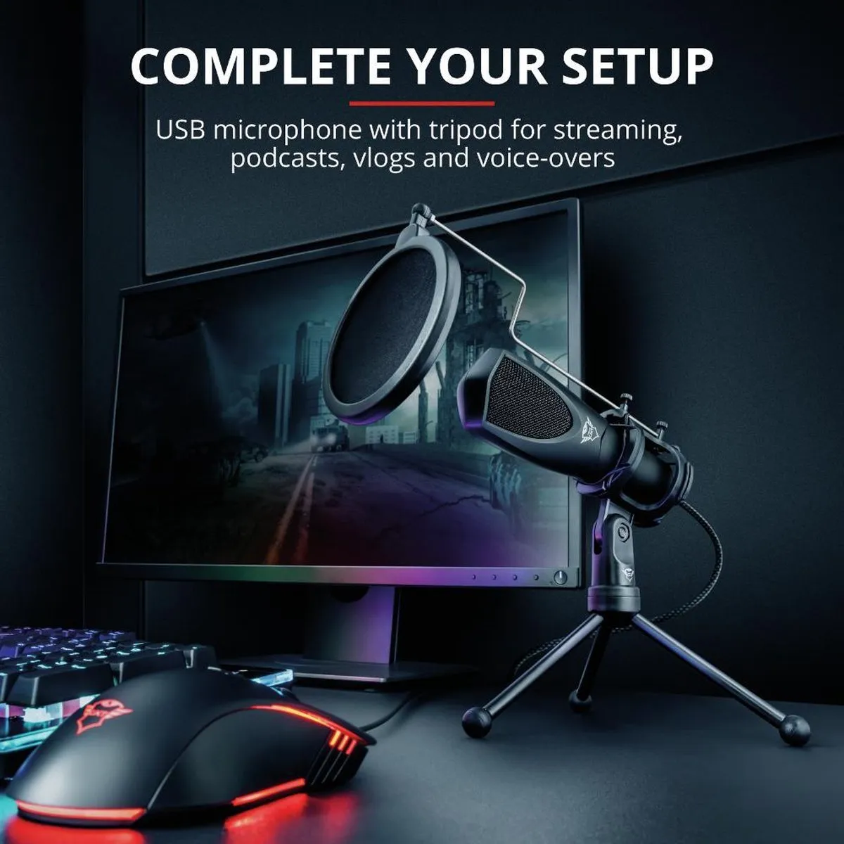 Trust GXT 232 Mantis USB Streaming Microfoon - Zwart