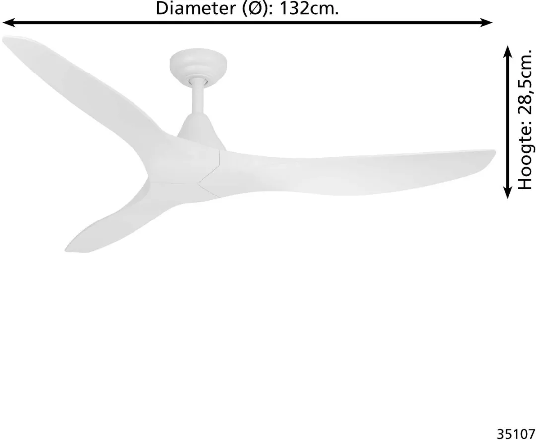 Eglo Portsea Plafondventilator 132cm - Wit - afbeelding 5 van 6