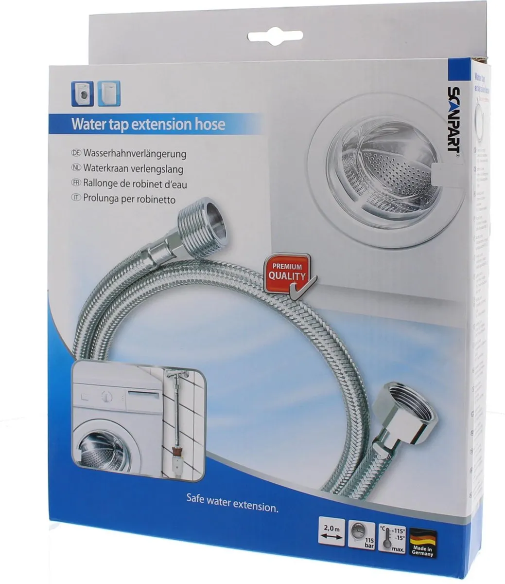 Scanpart F144 Verlengslang 2m - RVS Gevlochten - KTW/DVGW Goedgekeurd