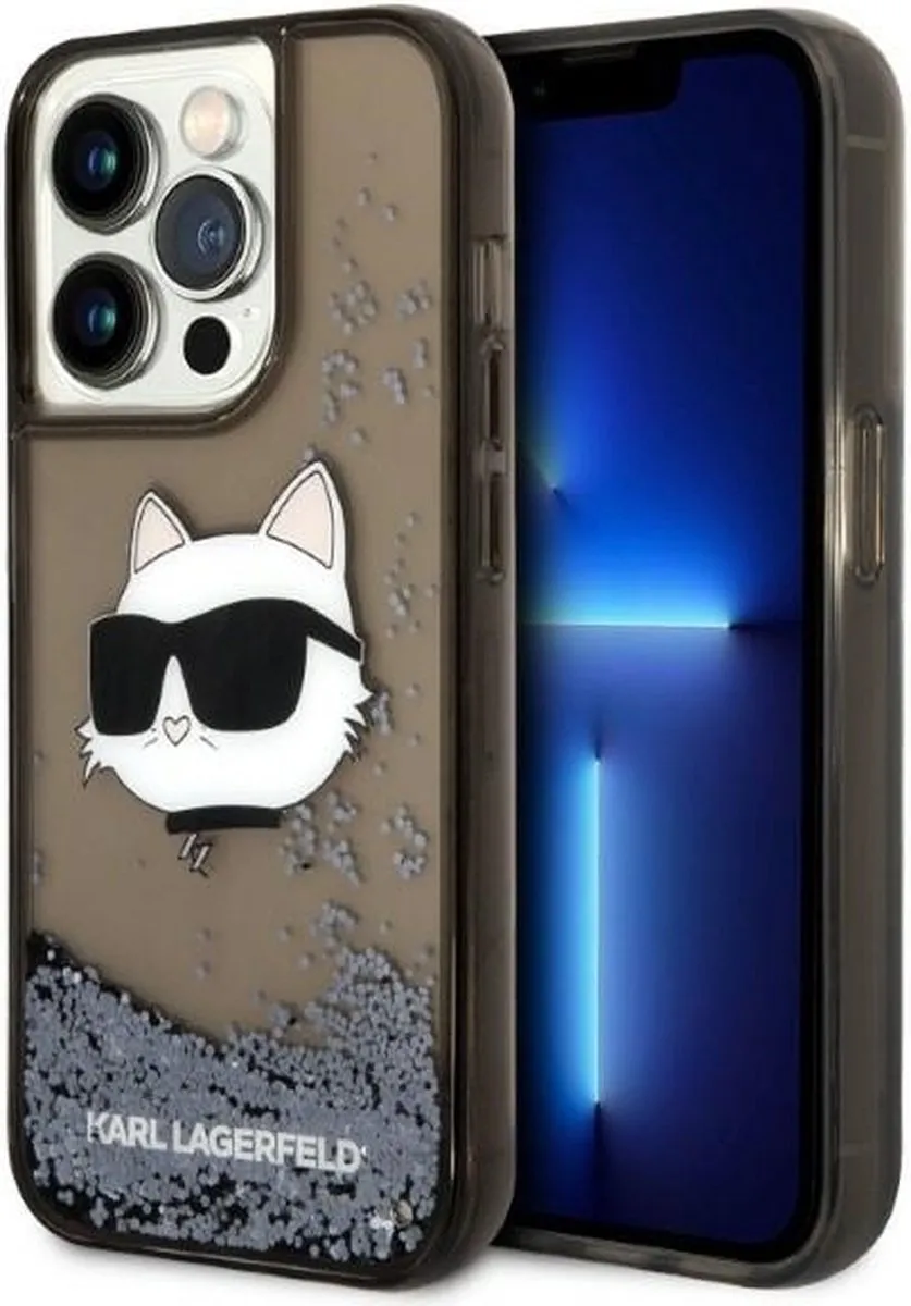 Karl Lagerfeld KLHCP14LLNCHCK iPhone 14 Pro Hoesje - Glitter Choupette - Zwart