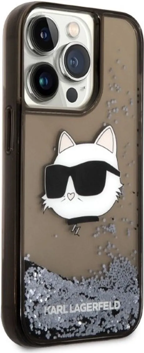 Karl Lagerfeld KLHCP14LLNCHCK iPhone 14 Pro Hoesje - Glitter Choupette - Zwart - afbeelding 6 van 6