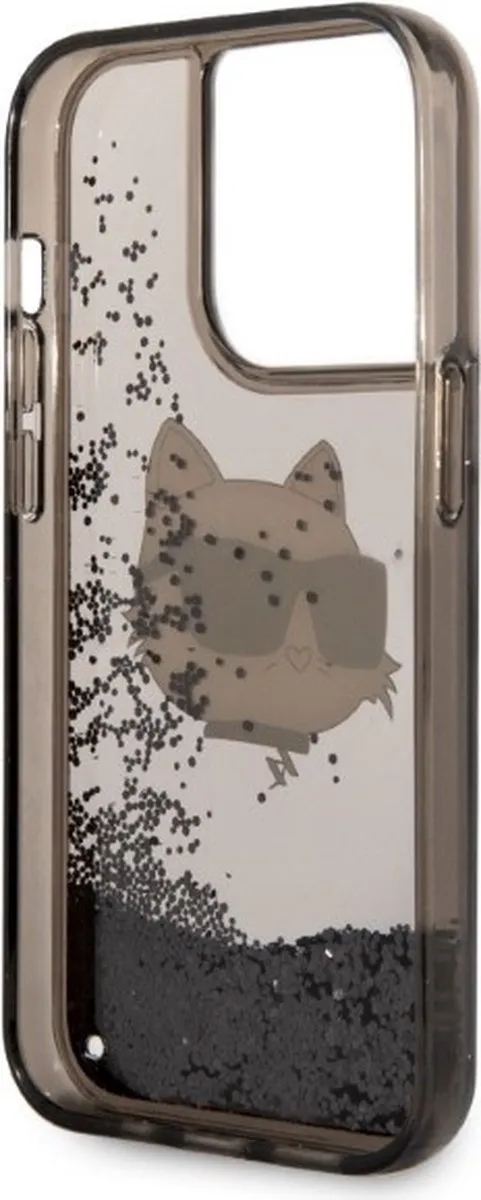 Karl Lagerfeld KLHCP14LLNCHCK iPhone 14 Pro Hoesje - Glitter Choupette - Zwart