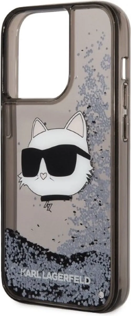 Karl Lagerfeld KLHCP14LLNCHCK iPhone 14 Pro Hoesje - Glitter Choupette - Zwart