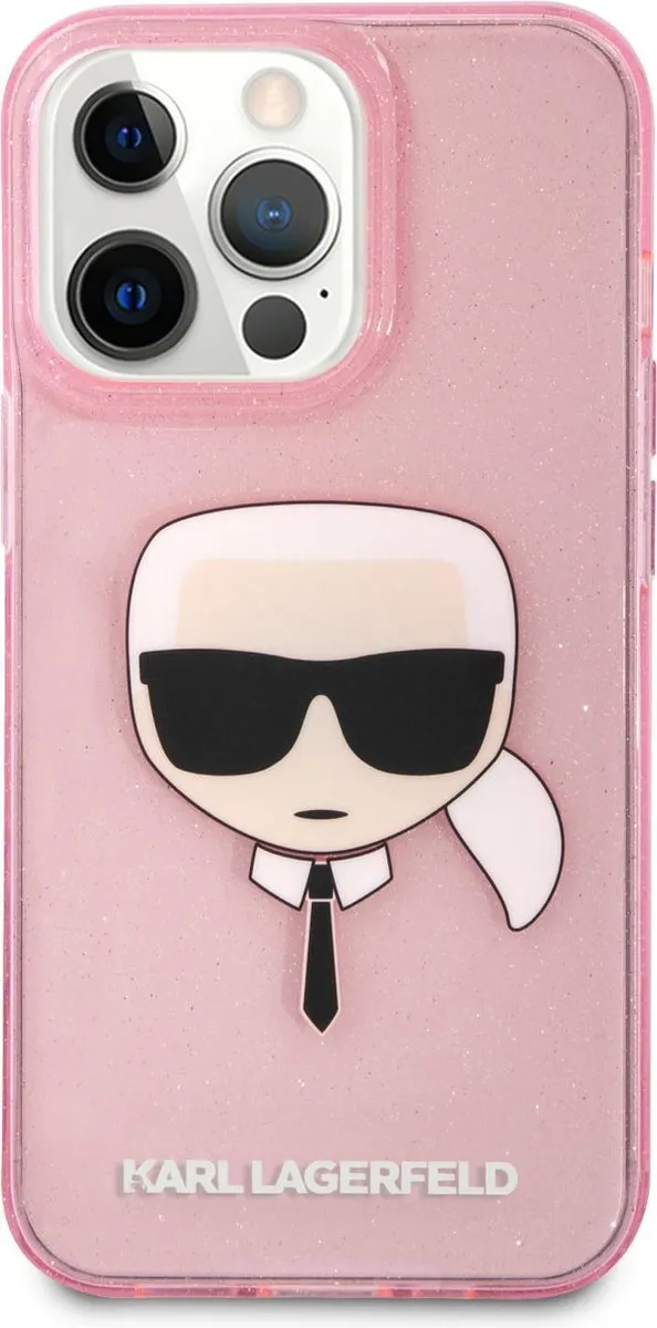 Karl Lagerfeld Roze Glitter Hoesje iPhone 13 Pro Max - 3666339027568