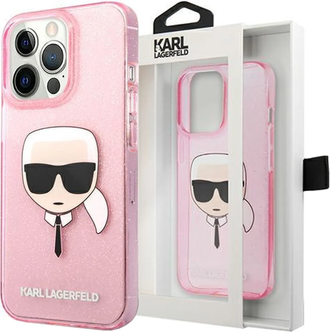 Karl Lagerfeld Roze Glitter Hoesje iPhone 13 Pro Max - 3666339027568