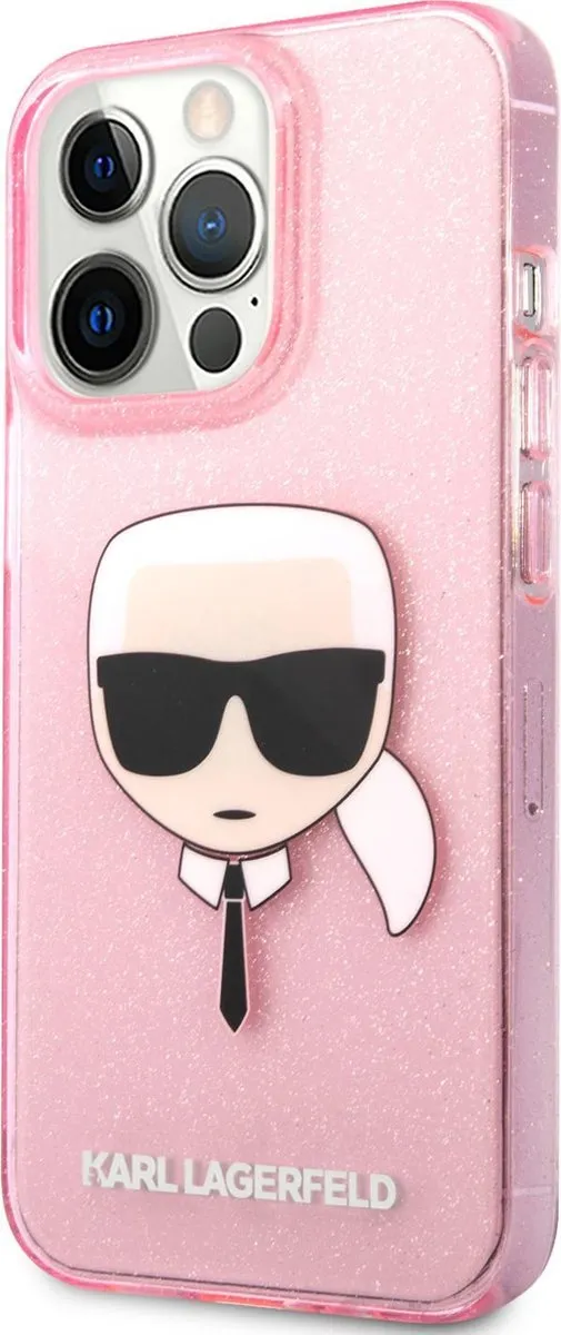 Karl Lagerfeld Roze Glitter Hoesje iPhone 13 Pro Max - 3666339027568