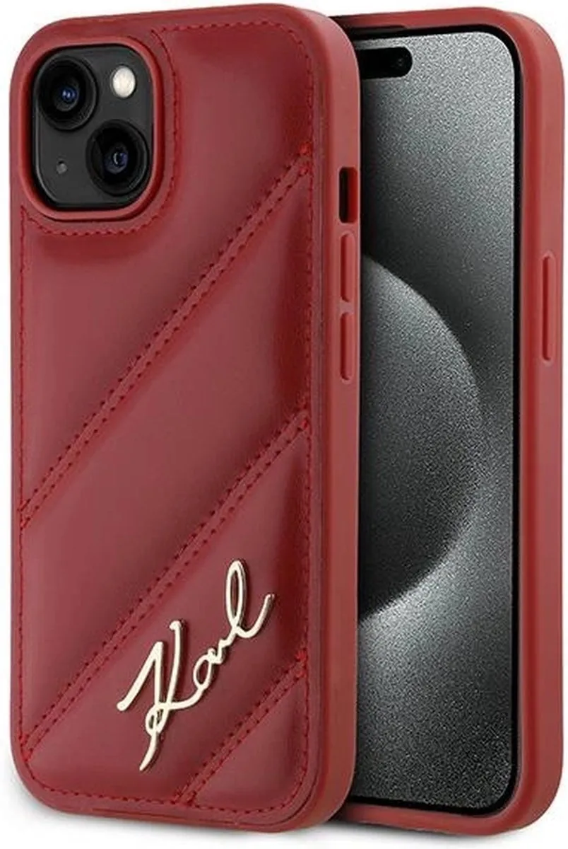 Karl Lagerfeld Diagonal Quilted Script Hoesje iPhone 15/14/13