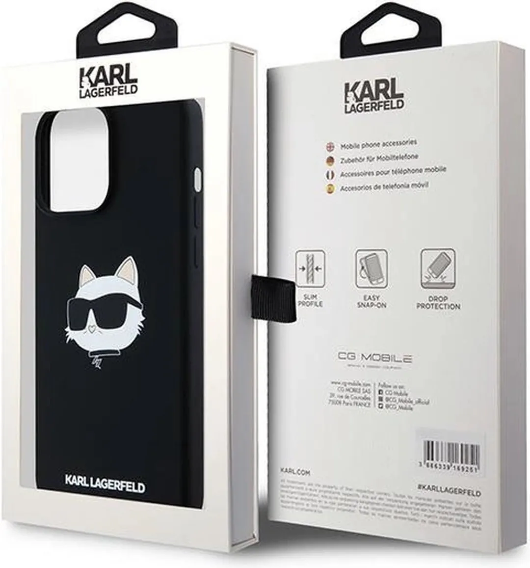 Karl Lagerfeld Choupette Head MagSafe Hoesje iPhone 15 Pro Max - Zwart