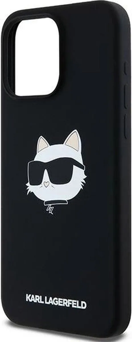 Karl Lagerfeld Choupette Head MagSafe Hoesje iPhone 15 Pro Max - Zwart