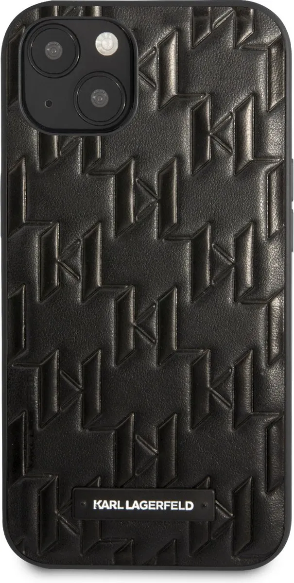Karl Lagerfeld Monogram Plaque iPhone 13 Hoes - Zwart