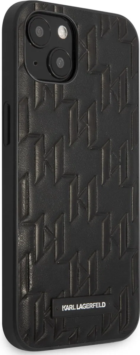 Karl Lagerfeld Monogram Plaque iPhone 13 Hoes - Zwart