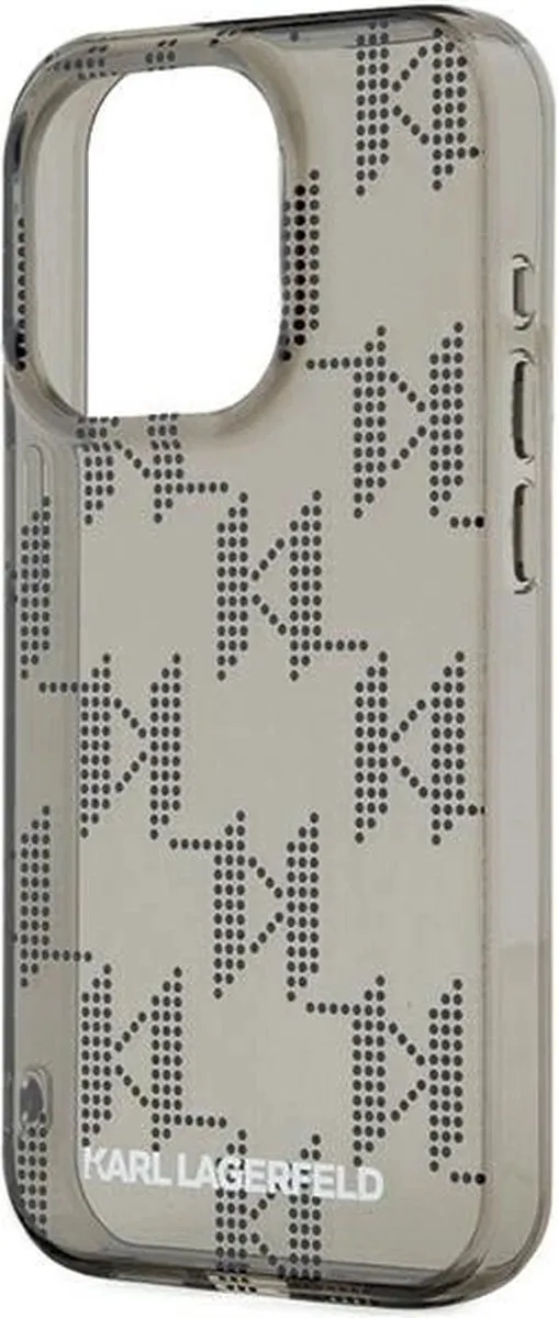 Karl Lagerfeld IML Mono KL Pattern & Cord Hoesje iPhone 15 Pro Max - Zwart
